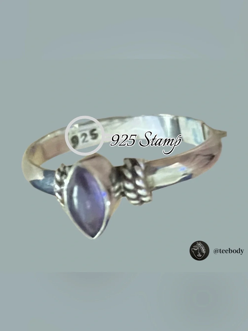 VTG 925 Sterling Silver Marquise Amethyst Ring Sz 6 NWT Early 2000s Y2K 1.59g